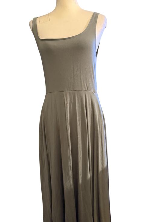 Quince Dresses & Skirts - Quince Tencel Jersey Fit & Flare Midi Dress, Green Sleeveless Scoop Neck, Large